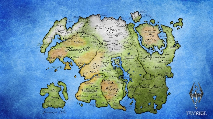 The Elder Scrolls, video games, map, Tamriel