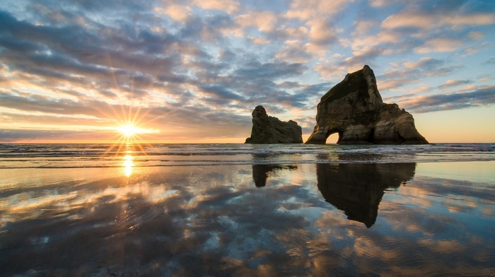 water, sea, sunset, landscape