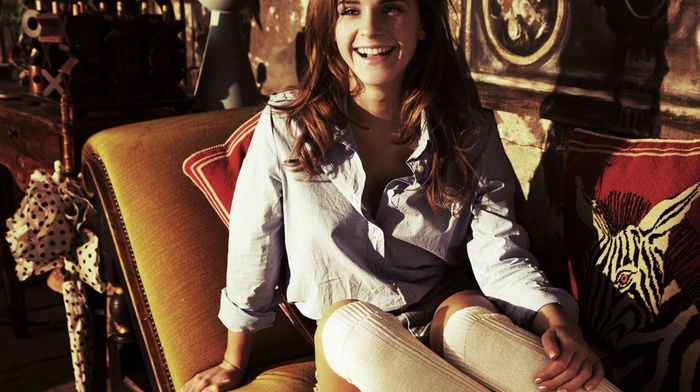 Emma Watson, blouses, knee, highs