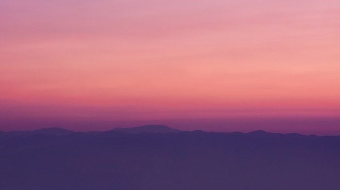 sunset, evening, mountain, peaceful
