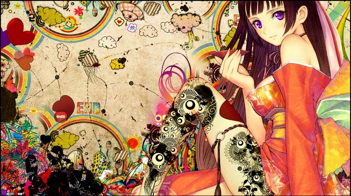 kimono, Tony Taka, anime, anime girls, Snyp, colorful