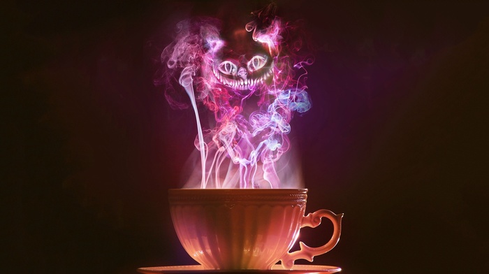 cup, smoke, Alice in Wonderland, Cheshire Cat