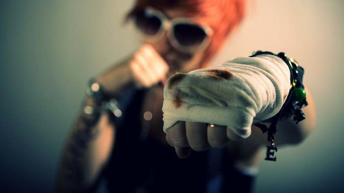 girl, redhead, fighting