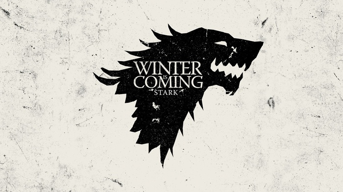 winter is coming, TV, Game of Thrones, sigils, house stark, monochrome