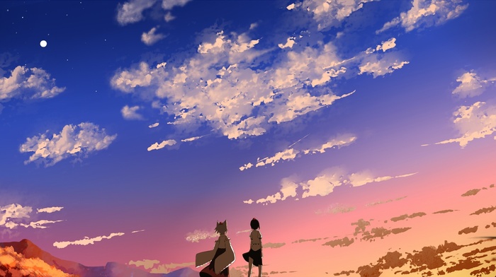 fantasy art, sunset, clouds, sky