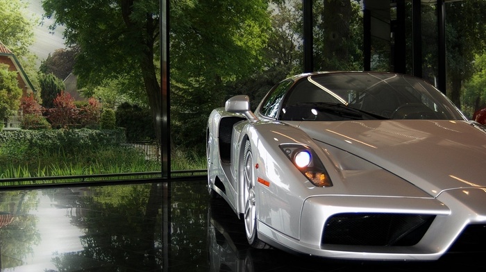 cars, nature, trees, ferrari