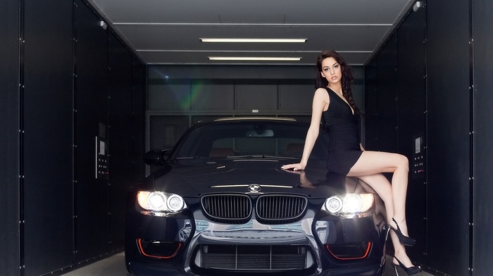 cars, BMW, black, girl