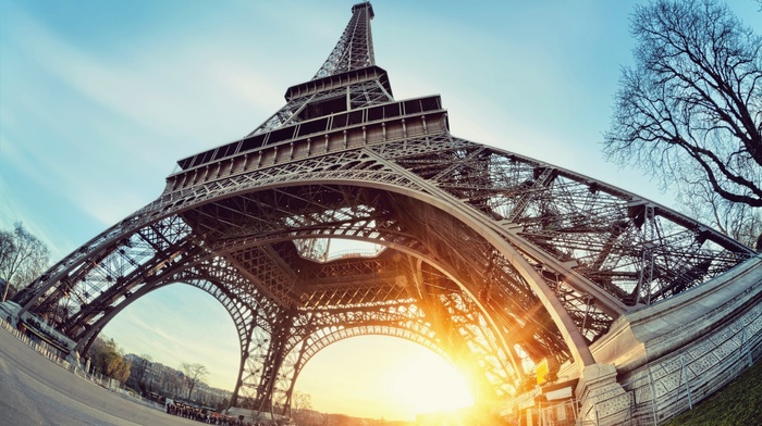 sunset, France, Paris, Eiffel Tower