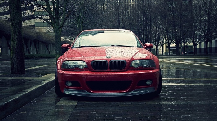 rain, city, BMW, BMW M3 E46, car