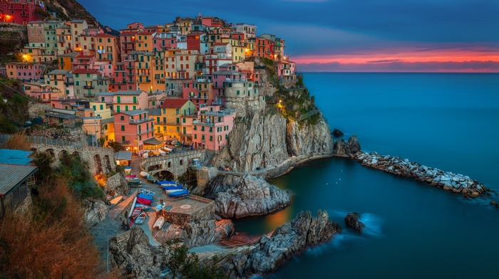 city, Italy, Manarola, landscape, Cinque Terre