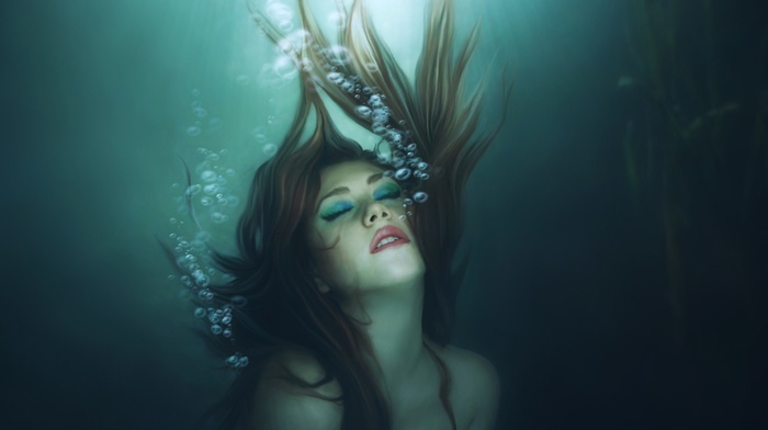 artwork, underwater, girl