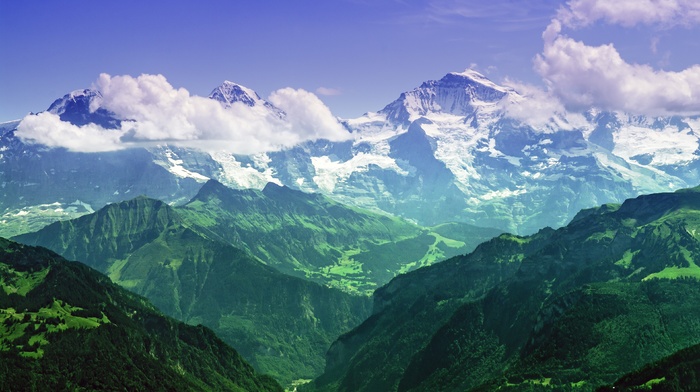 clouds, mountain, landscape