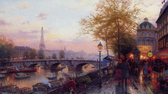 painting, Eiffel Tower, cities, Paris