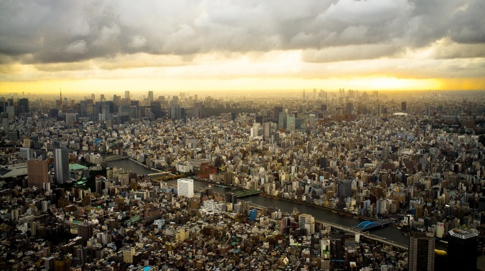 cityscape, building, river, city