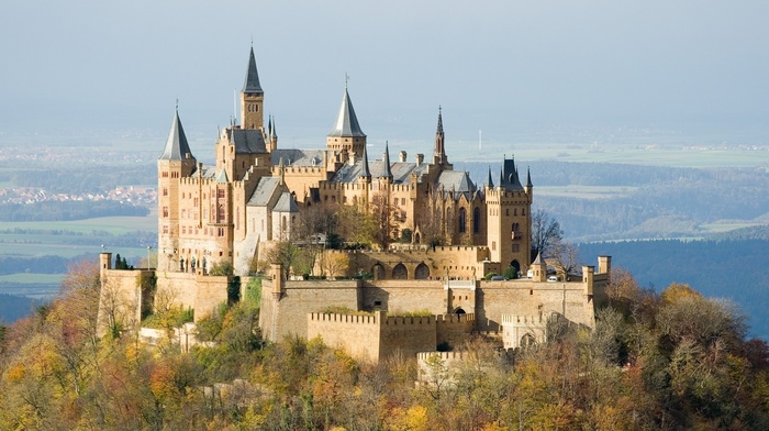 autumn, castle, hill, cities