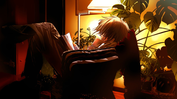 book, evening, anime