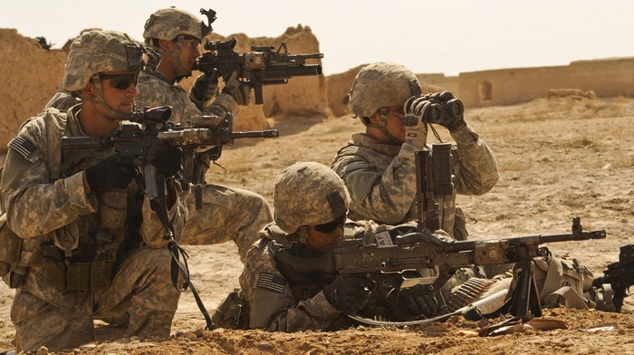 M240, army, soldier, machine gun, M4