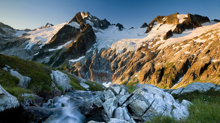 nature, ice, spring, cold, mountain, grass