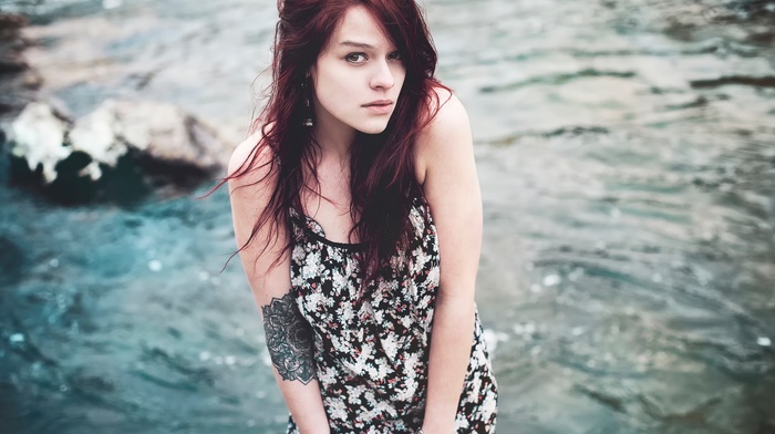 dress, tattoo, redhead, girl
