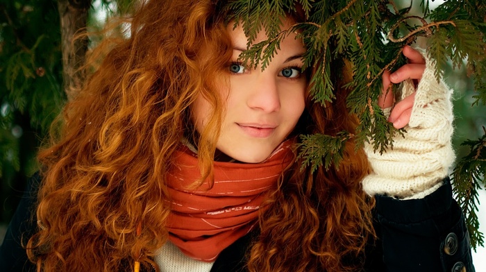 redhead, girl outdoors, girl