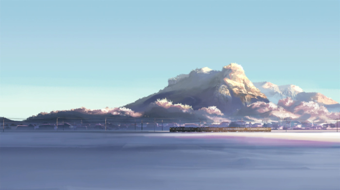 Makoto Shinkai, snow, winter, train, mountain, 5 Centimeters Per Second