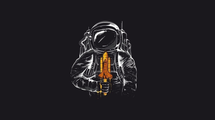 humor, space, astronaut, simple background
