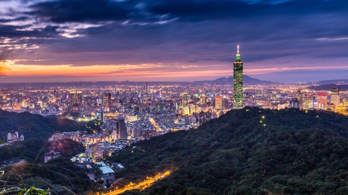 building, lights, Taipei 101, HDR, city, cityscape