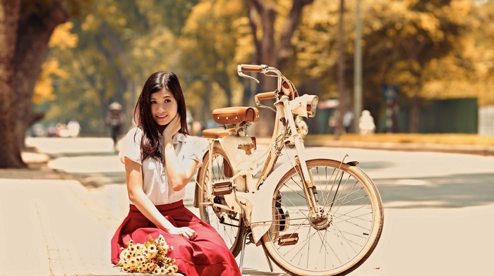 Asian, girl with bikes