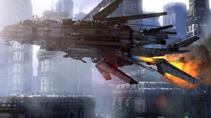 futuristic, spaceship, artwork