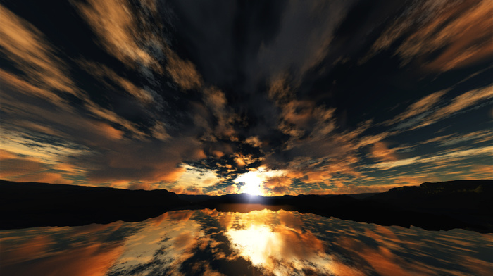 3D, sky, light