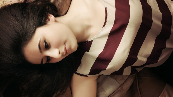 brunette, lying down, girl
