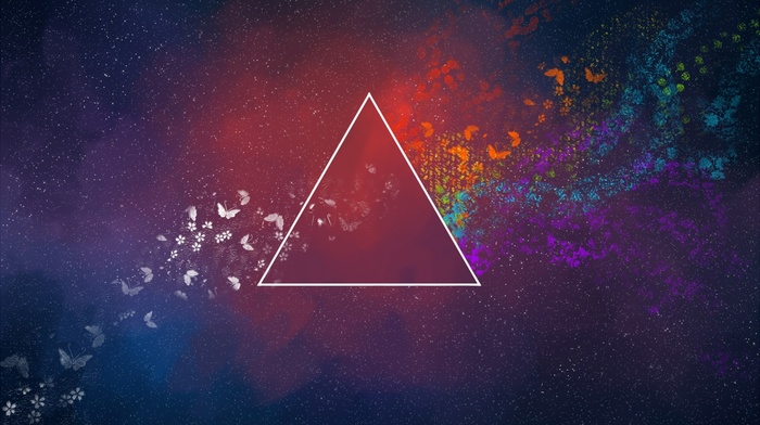 triangle, butterfly, abstract, colorful, pink floyd