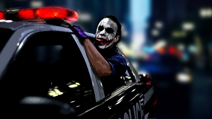 Joker, MessenjahMatt, police, anime, Batman, Heath Ledger, digital art