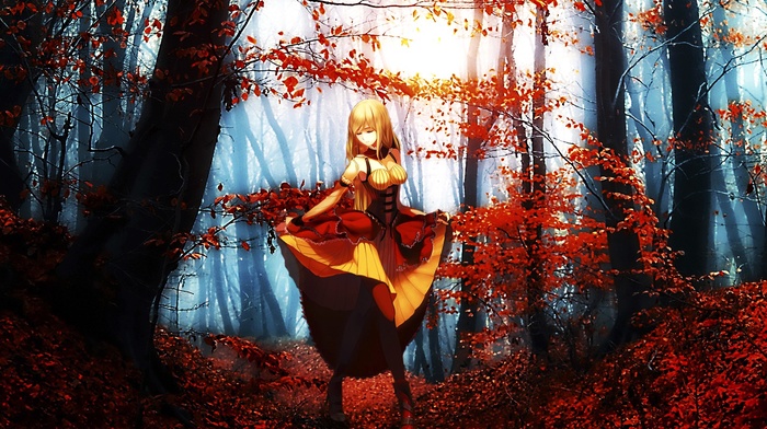 anime, dress, forest, anime girls