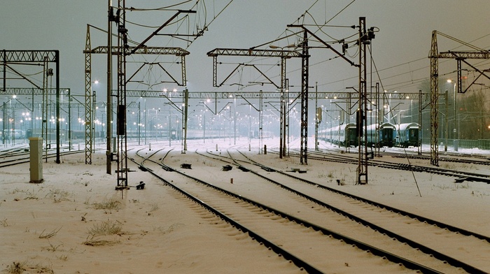 train station, snow, train