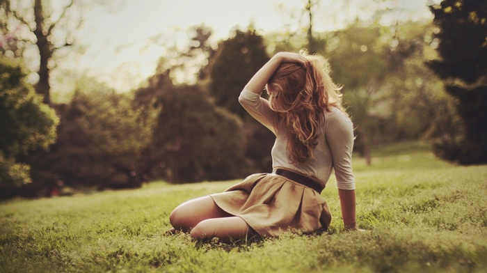 hands in hair, brunette, girl