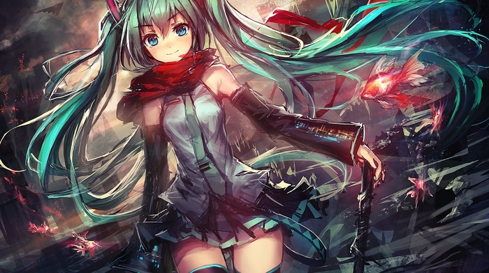 Vocaloid, twintails, anime, Hatsune Miku, anime girls