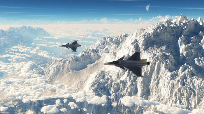 sky, aircraft, mountain