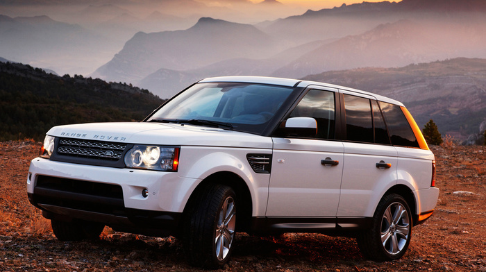 auto, mountain, sunset, white, cars