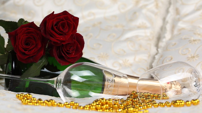 glasses, roses, flowers