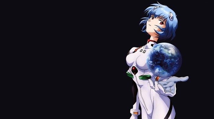 Neon Genesis Evangelion, blue, simple background, anime, Ayanami Rei