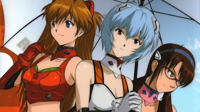 Neon Genesis Evangelion, Asuka Langley Soryu, Ayanami Rei, anime, umbrella