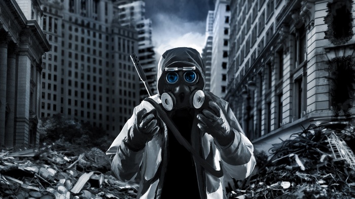 destruction, gas masks, romantically apocalyptic, Gone with the Blastwave