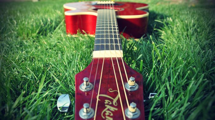 nature, guitar, music, grass