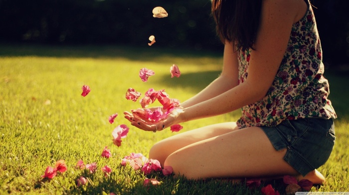 grass, brunette