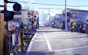anime, railway crossing
