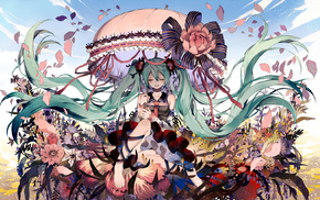 flowers, Vocaloid, anime, Hatsune Miku