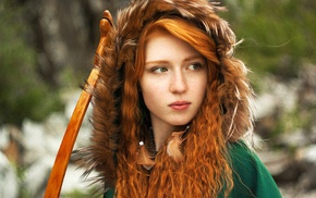 redhead, bows, Katya Severnaya, girl