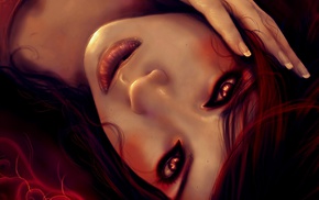 girl, digital art, redhead