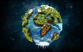 sea, plants, fantasy art, planet, Earth